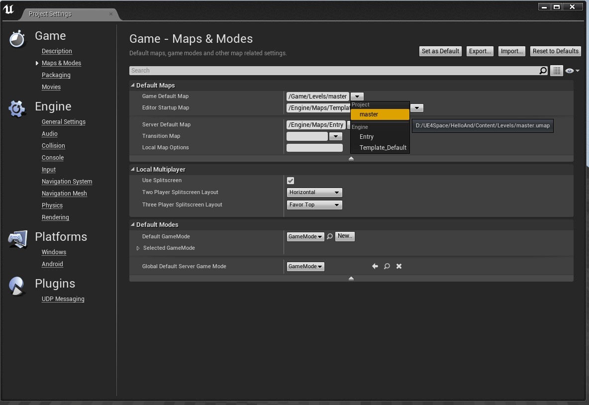 Android Settings in the Unreal Engine Project Settings